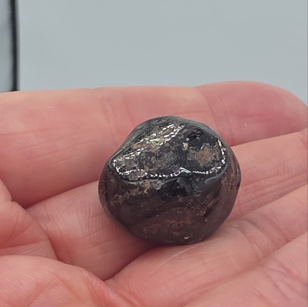 Black Garnet Biotite with Mica Crystal Stone Tumble - Picture 2 of 4
